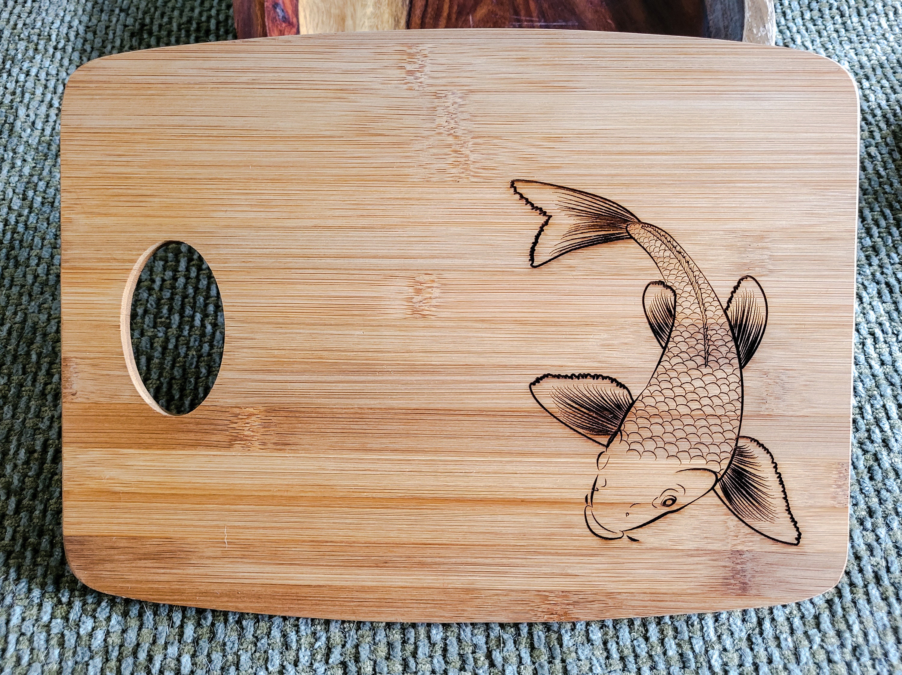 Koi fish cutting board – Custom Cutting Boards by Broinwood