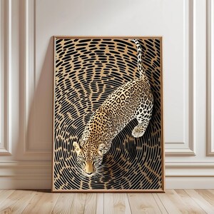 Leopard Print, Gold Black Hypnotic Optical Illusion, Animal Decor (Digital Download)