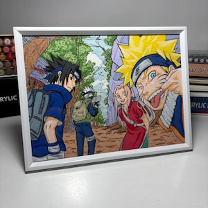 Hand-Drawn Ninja Team Print – Hidden Leaf Village Anime Poster (Digital Download)