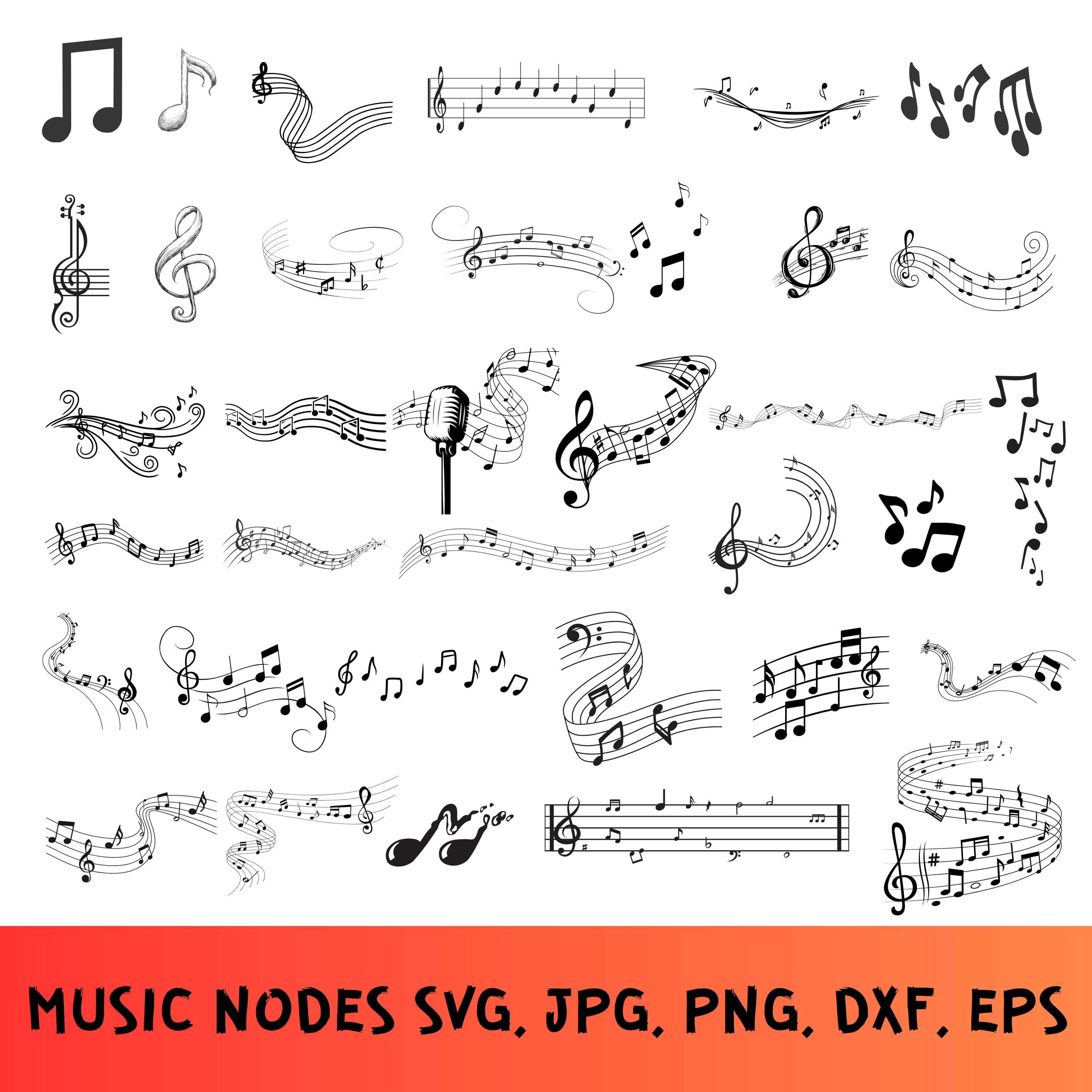 Music Notes Rythm Svg Music Notes SVG Bundle, Musical Clipart for Cricut, Silhouette (digital ...