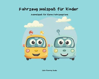 Fahrzeuge Malbuch für Kinder – Autos, LKW mehr | Ausmalbuch & Zeichenbuch | Digitaler Download (PDF)