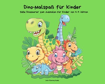 Dinosaur Coloring Book for Kids – Cute Dinosaurs to Color – Creative Coloring Fun for Children Ages 4–9 – Digital PDF