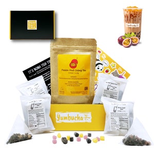 Everyday Boba Tea Kit (10 drinks): DIY Bubble Tea Kit with Boba (Brown Sugar Flavor) & Loose Leaf Teabags (Oolong Black or Green)