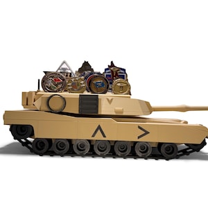 Military M1 Abrams Tank Challenge Coin Holder | Rotating Turret image 1