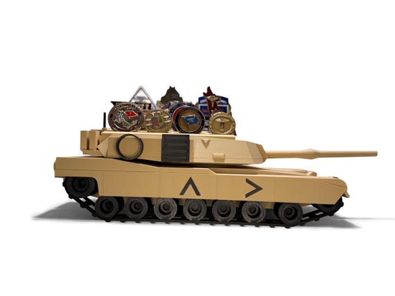 Military M1 Abrams Tank Challenge Coin Holder | Rotating Turret