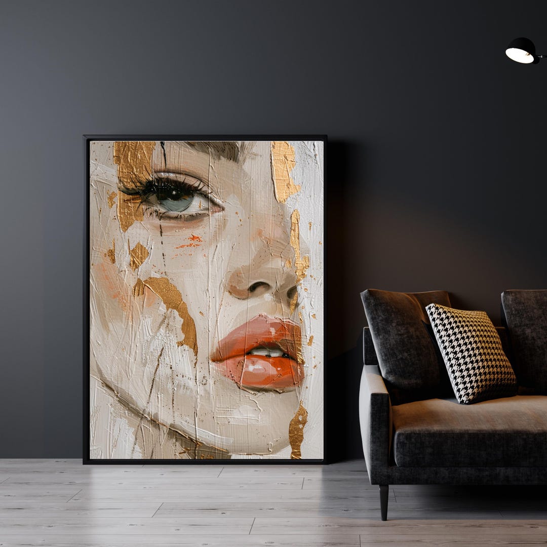 Modern Female Portrait Wall Art, Abstract Woman Face Print, Luxury ...