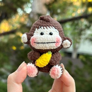 Crochet Monkey apes gorilla chimp banana Keychain  mother's day gift Handmade Amigurumi Plush backpack Charm, birthdaygifts