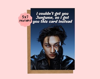 ENHYPEN Jungwon Knife Birthday Card Printable, Kpop Fan Gift Greeting Card, Engene Birthday Card, Instant PDF Download (5" x 7")