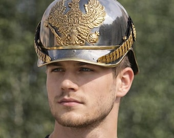 Capacete Pickelhaube Vintage em Latão | Capacete Prussiano com Ponta | Réplica Militar para Decoração