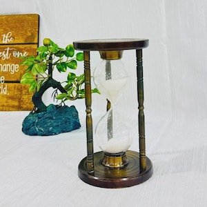 Reloj de arena de 5 tubos con marco de madera, decoración náutica vintage, ideal como regalo.