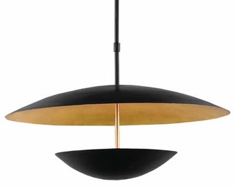 Lámpara colgante moderna en negro y dorado / Lámpara de techo minimalista / Luminaria escandinava / Decoración para comedor y cocina