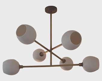 Nowoczesny żyrandol mosiężny, ręcznie robiona lampa sufitowa, nieszkliwiony klosz z porcelany, nowoczesne oświetlenie jadalni, luksusowy wystrój domu
