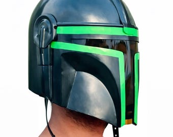 Casco de hierro hecho a mano / Medieval / Caballero / Casco estilo mandaloriano / Armadura para cosplay / Disfraz para LARP / Regalo para él / Decoración coleccionable