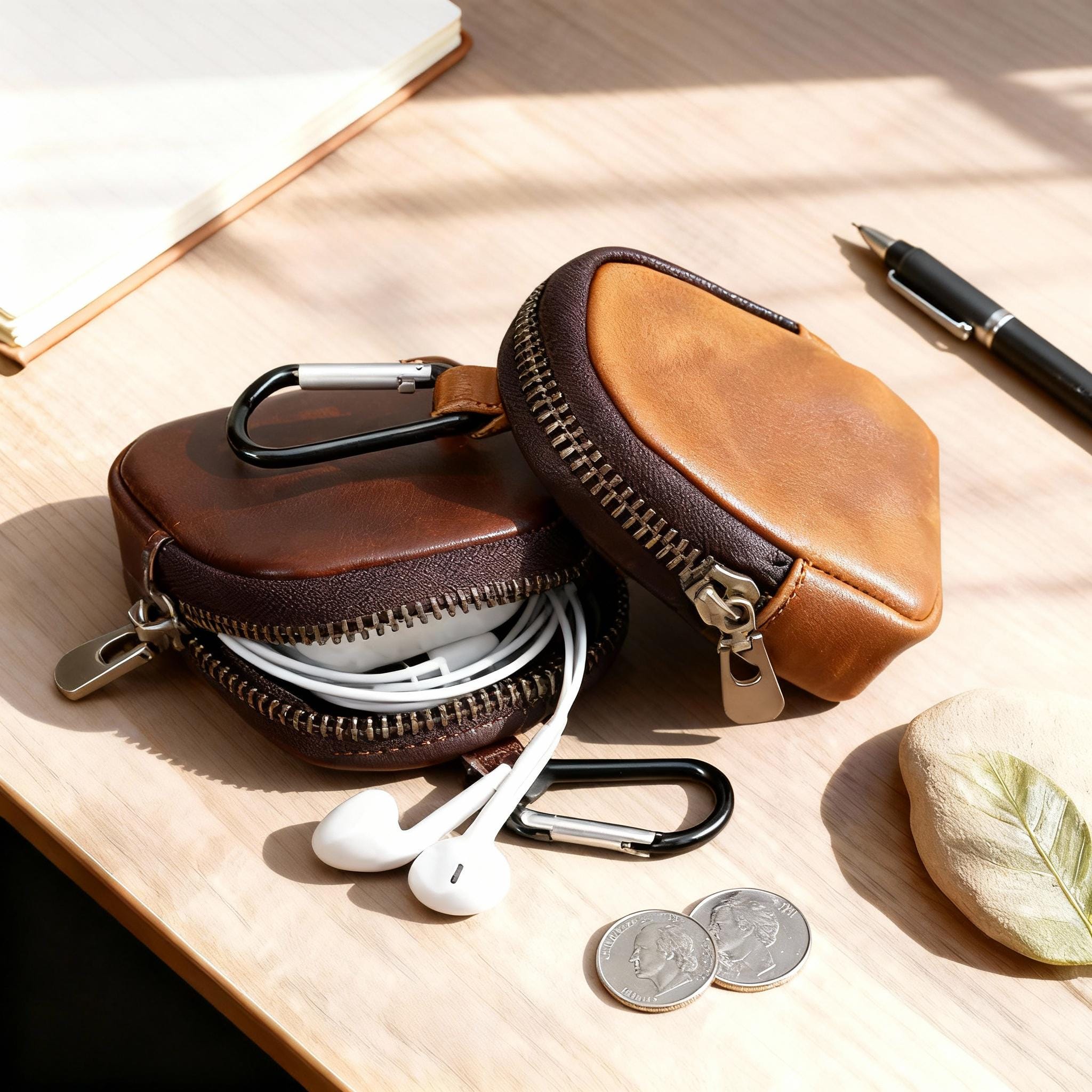 Borsa Portamonete In Pelle Bovina Vintage Con Coulisse – 12x10 Cm, Per Chiavi, Auricolari, Monete, Organizer Medievale Marrone