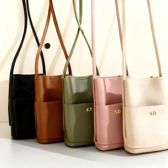Custom leather phone bag with monogram, crossbody phone holder purse, personalized passport pouch gift for women or travel use