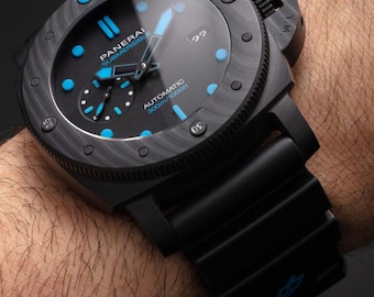 Vintage Panerai Luminor Submersible 1950 Carbotech automatisch herenhorloge met zwarte wijzerplaat