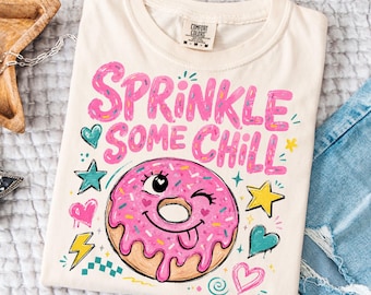 Espolvorea un poco de relax PNG, Donut lindo PNG, Dulce divertido PNG, Diseño de sublimación femenino