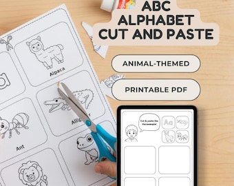 Animal ABC Cut and Paste Worksheets | Preschool Alphabet Learning (PDF)