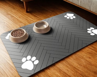 Tapis d'alimentation pour animaux de compagnie - Napperon absorbant pour nourriture, bols d'eau, support en caoutchouc imperméable, tapis d'eau à séchage rapide pour chiens et chats, cadeau pour animaux de compagnie.