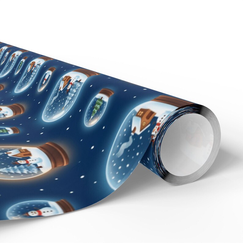Snowman Snow Globe Pattern Wrapping Paper Holiday Winter Roll Etsy