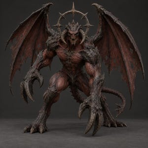 Demon Overlord STL – Winged Horned Hell Demon – Dark Fantasy Fiend Boss – Infernal Monster Miniature – 3D Print STL