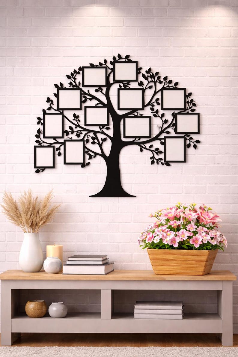 Family Tree Photo Frame SVG | Laser Cut Wall Decor Template - Etsy