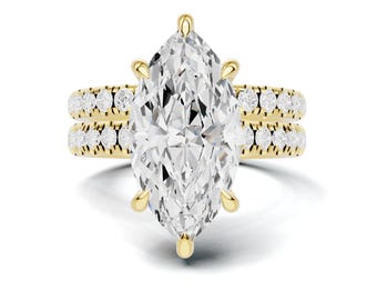 Marquise Cut IGI CERTIFIED E Vs1/vvs2 Lab Grown Diamond Bridal Set Engagement & Wedding Ring 14k Gold