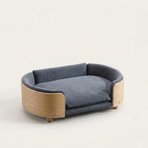 Handmade Elevated Dog Bed Sofa with Velvet Cushion – Sturdy Wood Legs | Pet Bed for Small & Medium Dogs, Cats  Stylish and Comfortable
