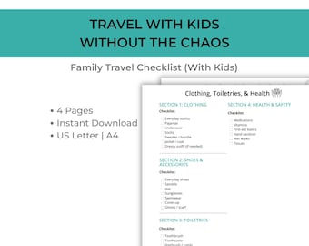 Family Travel with Kids Checklist | Packing List for Parents | Family Trip Planner | Travel Organization | Digital Download