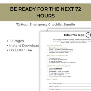 Emergency Preparedness Bundle | 3 Day Emergency Checklist | Digital Download | Printable PDF