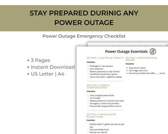 Power Outage Emergency | Emergency Blackout Essentials | Power Outage Gift |  Printable PDF | Digital Download