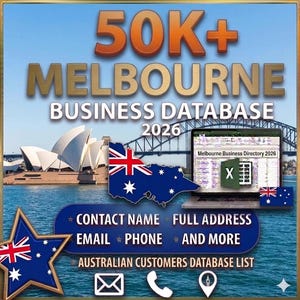 50K Melbourne Australia Business Contacts Database – B2B Email List |  (Digital Download)