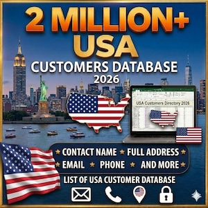 2 miljoner kunder i USA E-postdatabas 2026 B2C-kontakter (digital nedladdning)