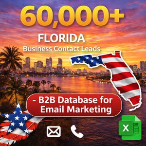 Base de données de contacts professionnels de 60 000 États-Unis, Floride – Liste de diffusion B2B |  (Téléchargement numérique)