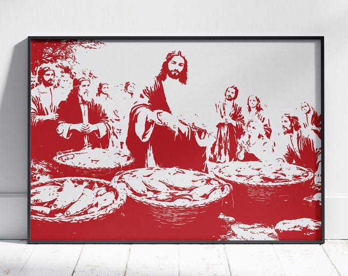Jesus Feeding 5000: Christian Inspired Art (Digital Download)