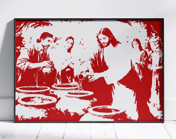 Jesus Turning Water into Wine Poster: Christian Inspired Art (Digital Download)