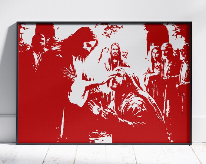 Jesus Healing The Blind Man: Christian Inspired Art (Digital Download)