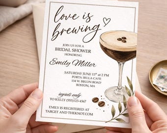 Invito per addio al nubilato, cartello di benvenuto, modello Canva stampabile, design modificabile, cocktail Espresso Martini, regalo per la sposa, festa di addio al nubilato