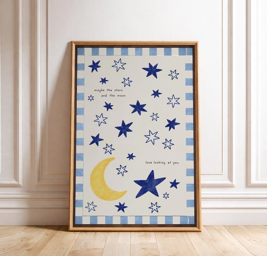 Nursery Wall Art Print Digital Download Printable Moon Stars Night Sky ...