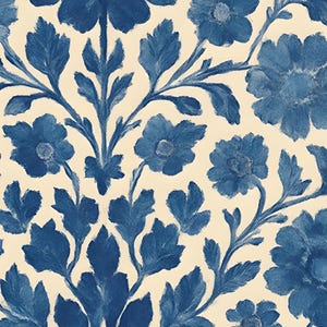 Blue Floral Printable Wall Art Folk Style Scandinavian Design Vintage Botanical Indigo Artwork Digital Download Cottage Decoration Nordic image 13