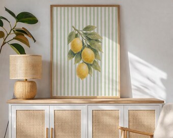 Limone Decorazione murale Botanica Cucina Stampa Scaricabile Neutro Stampa Floreale Vintage Agrumi Opera d'arte Boho Asilo nido Fattoria Giallo Pittura