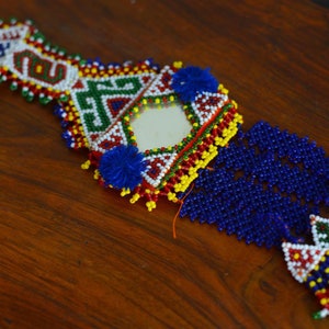 Beaded Kuchi Pendant with Mirror Beaded Tribal Tassel Tribal Fusion Jewelry Tribal Headpiece Afghani Pendant Beaded Ethnic Nomad Wall Decor