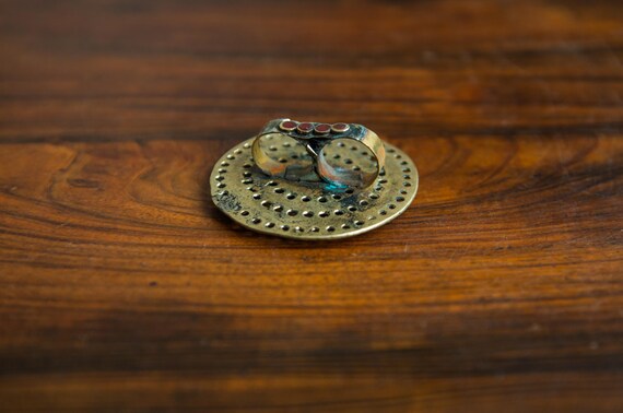 Vintage Kuchi Two Finger Ring: Red Stone Tribal S… - image 6