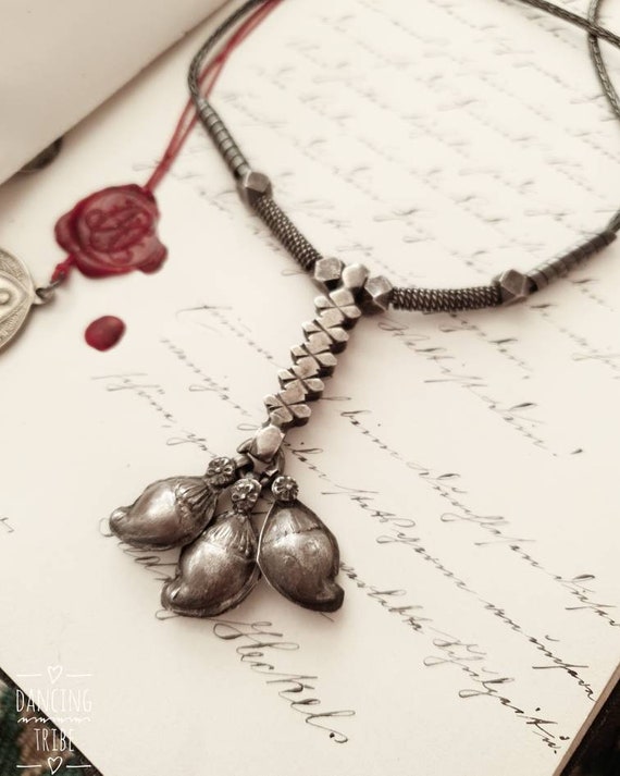 Vintage Sterling Silver Tribal Necklace Banjara Je