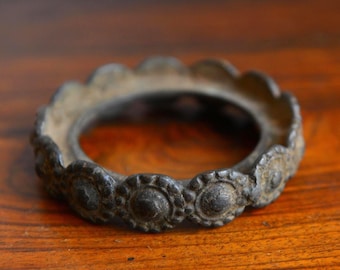 Bransoletka metalowa vintage banjara, rustykalna bransoletka z motywem kwiatowym w stylu plemiennym