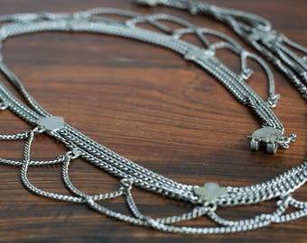 Vintage 1960s Enameled East Indian Metal Festoon Chain Belt  display picture 1