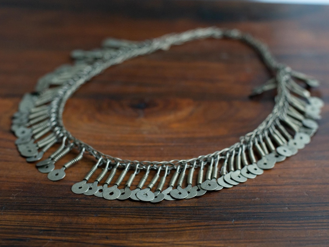 Long Tribal Metal Fringe Chain Long Tribal Chain With Dangles Ethnic ...