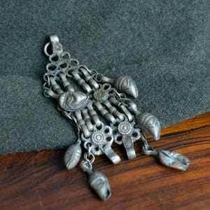 Turkoman Pendant with Dangles Vintage Metal Dangle Pendant DIY Tribal Jewelry Tribal Belly Dance Costume Belt Pendant Ethnic Chain Pendant