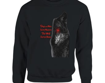 Wolf dient keine Sweatshirt Edgy Lone Wolf Grafik Rundhalsausschnitt Rotes Auge Alpha Design dunkel Ästhetik Streetwear Grunge Goth Herren Pullover