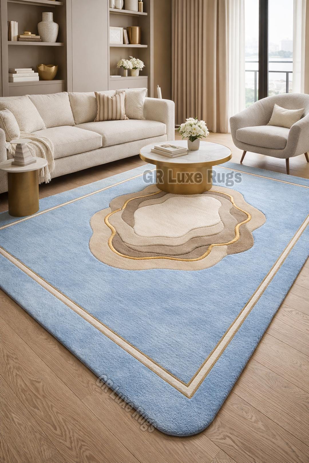 Handmade Tufted Blue Abstract Rug, Modern Living Room Carpet - Etsy